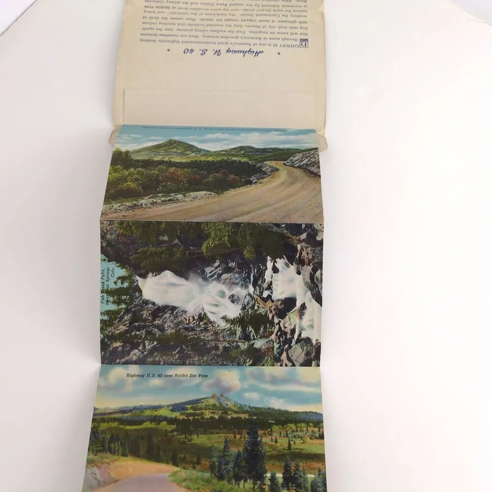 Victory Highway US 40 1930s Fold-Out Linen Postcards‎ Transcontinental Mountains